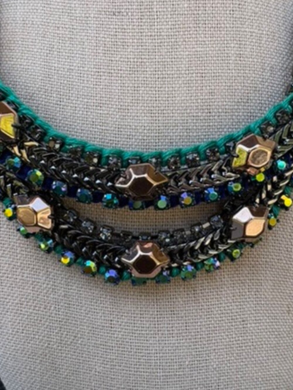 Stella & Dot Retired Rose Gold + Hematite Mercury Statement Necklace RARE - Picture 3 of 5